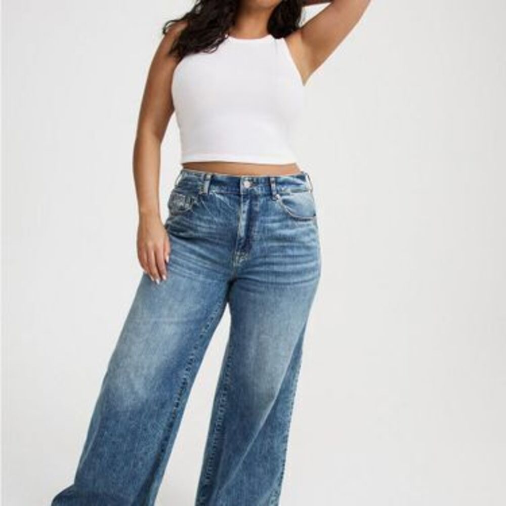 torrid Wide Leg High-Rise Jeans in Blue Denim